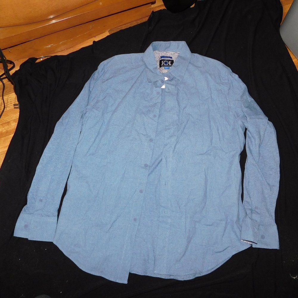 Joe Abboud, Just one earth Long Sleeve Cotton shirt, tag $89, Large, Blue